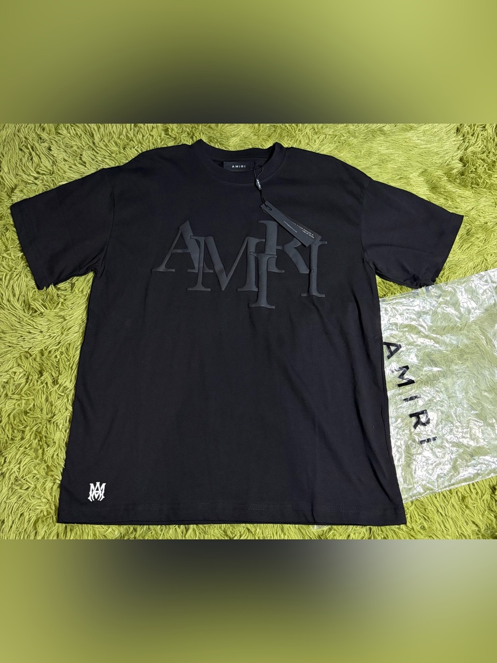 AMIRI Black Raised Logo Crew Tee